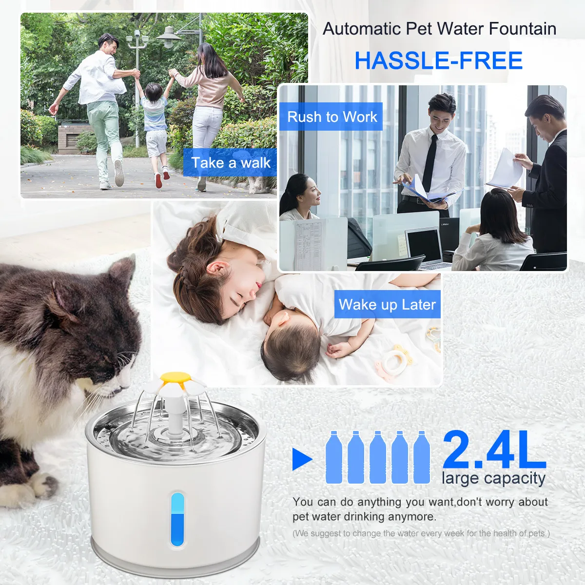 Automatic Cat Water Fountain Electric Dog Pet Drinker Bowl Drinking Dispenser USB Powered Y200917