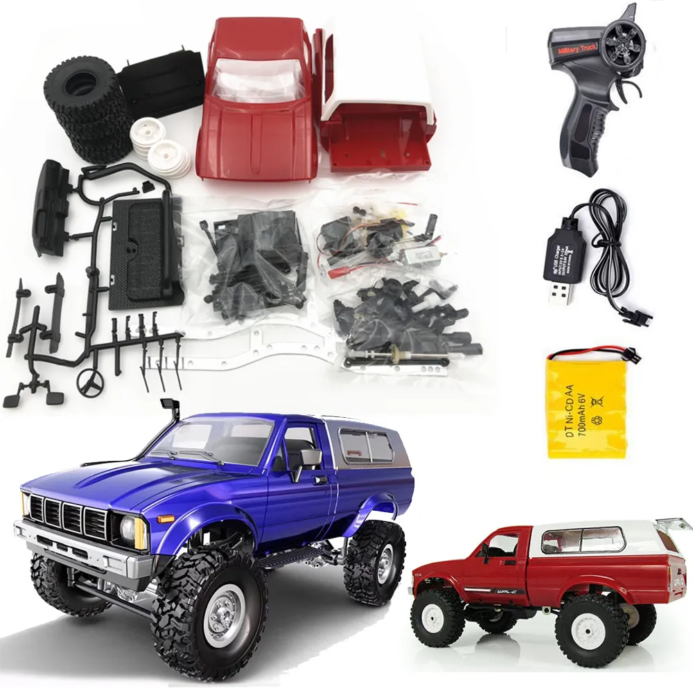 WPL C24 télécommande tout-terrain modèle de voiture RC Auto bricolage camion à grande vitesse RTR pour garçons cadeaux jouet mise à niveau 4WD métal KIT pièce chenille 247463118