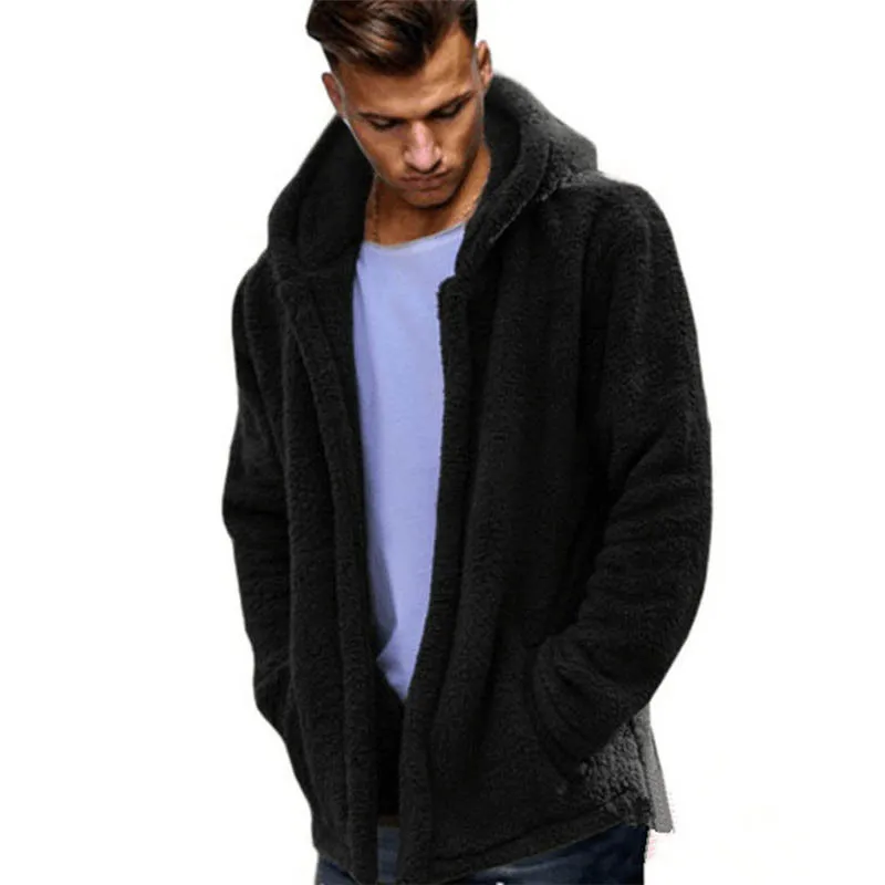 Fleece Challe chaud hommes Men à capuche cardigan sherpa en peluche moteur en peluche plus taille 3xl chasses moelleuses 2011252759081