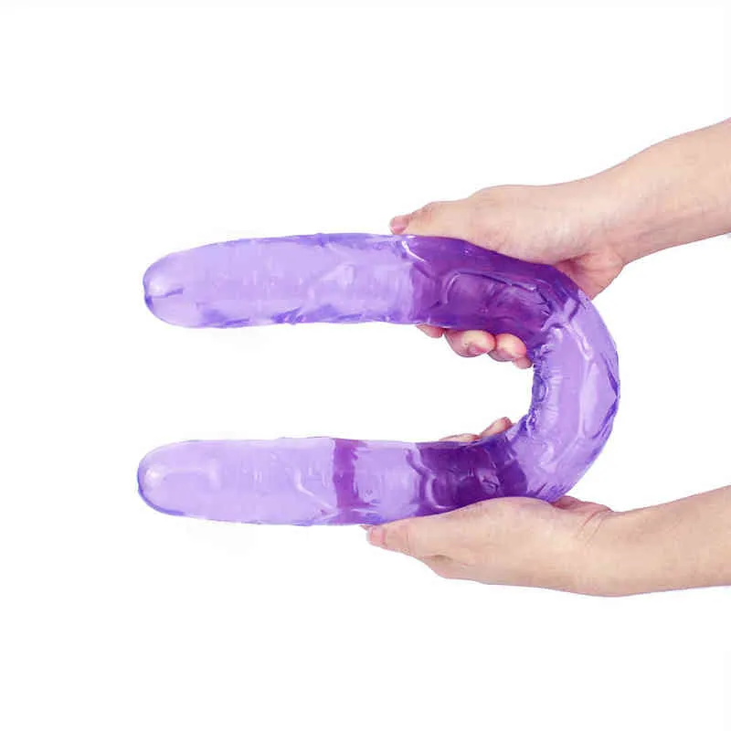Nxy-Dildos, 46 cm, weicher Gelee-Dildo, doppelter langer realistischer Schwanz, lesbischer Vaginal-Analplug, flexibler gefälschter Penis für Frauen, Sexspielzeug, 220420