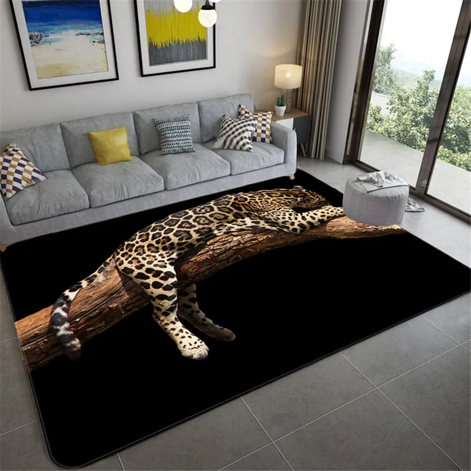 Moda Leopard Pattern Dywan na podłodze 3D Zwierząt Drukowane Duży Dywan Salon Soft Gąbka Mata łazienkowa Absorbuje Anti-Slip 201225