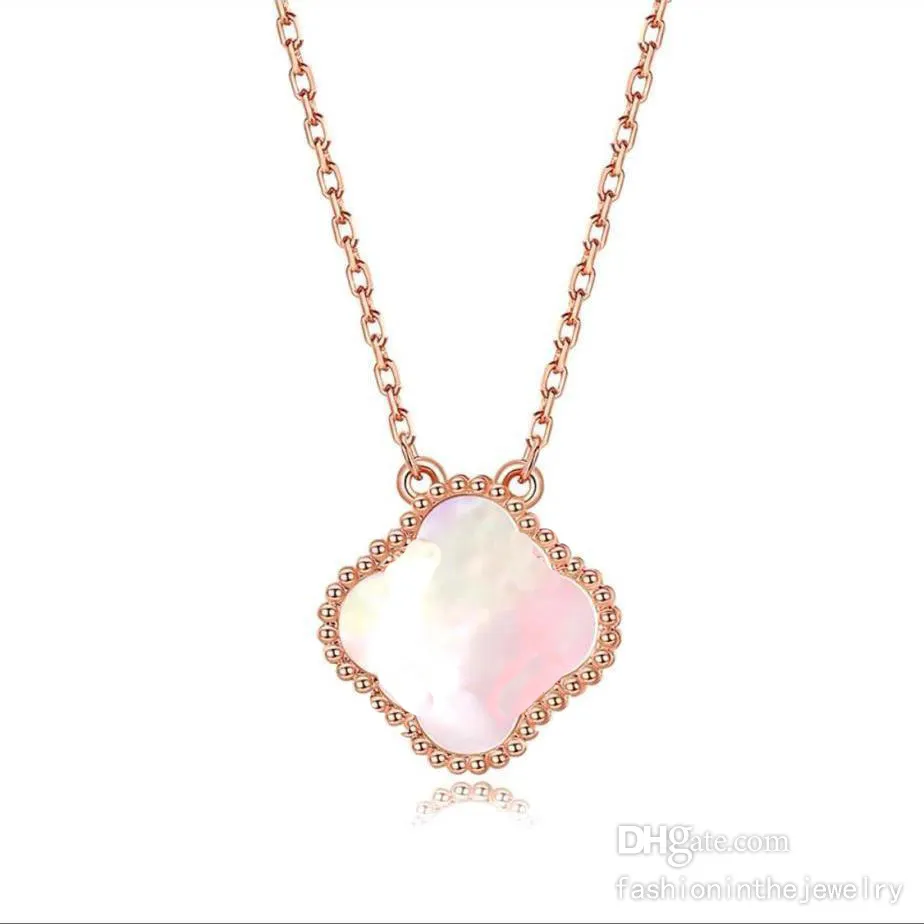 Halskette Designerschmuck Herren Anhänger Vierblättriges Kleeblatt Halsketten Anhänger Roségold Silber Osterkette Kristall für Damen 14k real267M