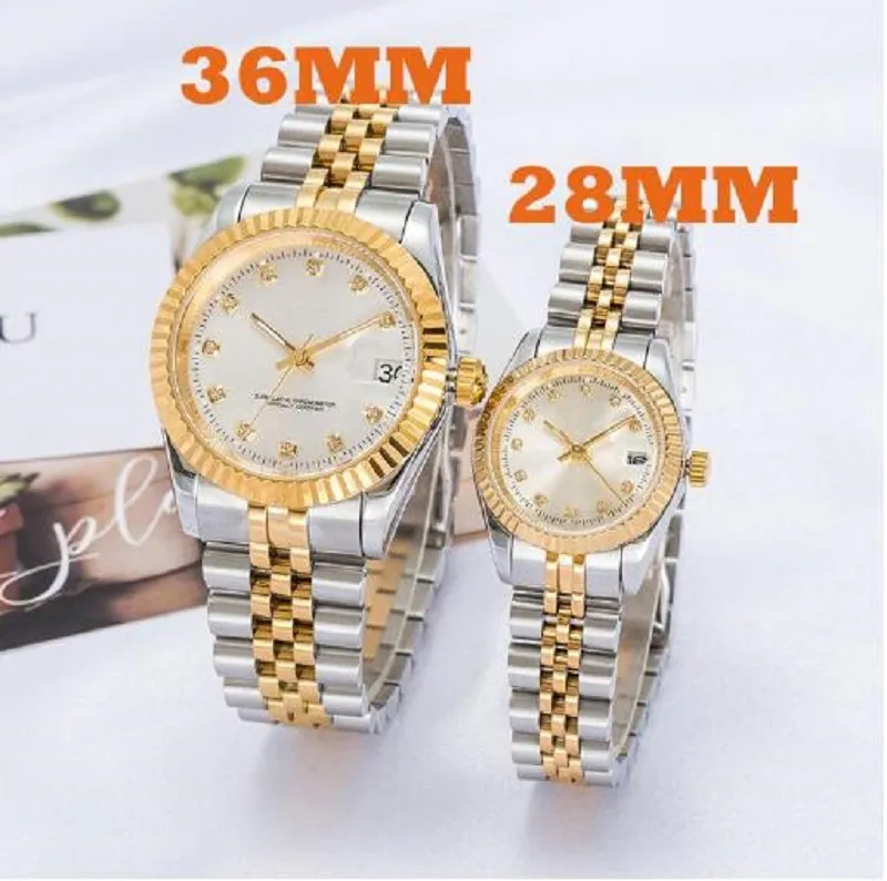 2020 Montre de Luxe Herren Automatik Golduhr Damen Kleid Voller Edelstahl Saphir Leuchtende Paare Stil Klassische Armbanduhre288r