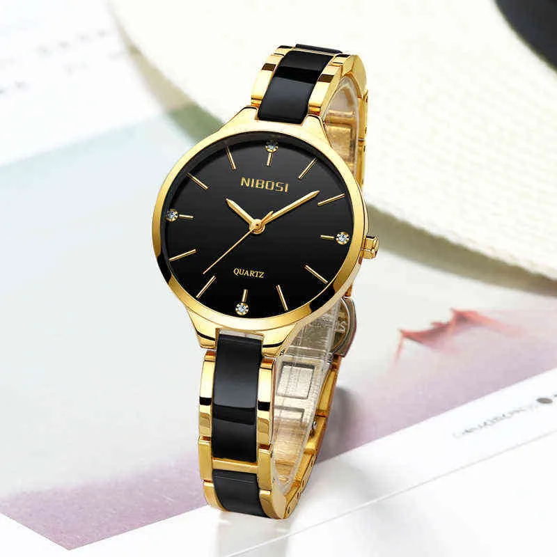 NIBOSI Women Wrist Watch 2022 Ceramic Bracelet Watches Ladies Creative Women's Watch Female Clock Relogio Feminino Montre Fem253u