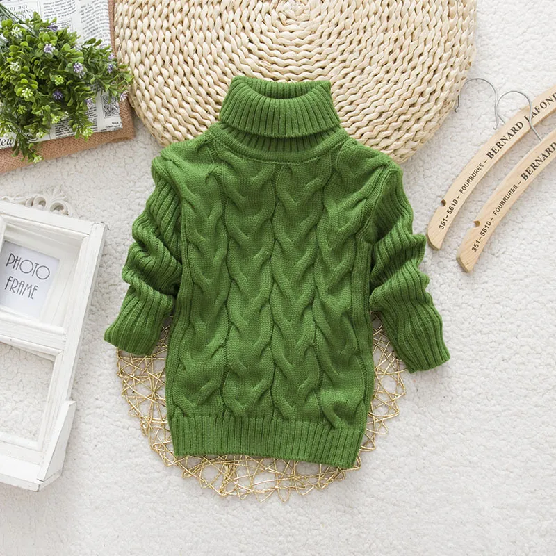 Menoea 1-8Years Winter Junge Mädchen Kind Dick Gestrickte Bodenbildung Langarm Rollkragen Shirts Hohe Kragen Pullover Kleinkind Pullover LJ201128