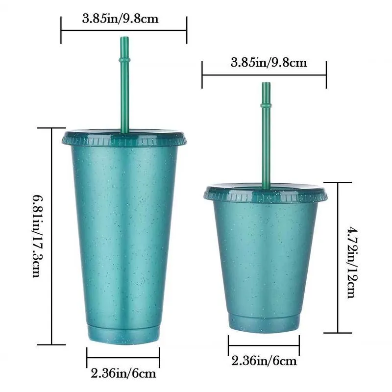 Flash Pulver Wasser Flaschen Für Mädchen Mit Stroh Wiederverwendbare Hartplastik Tumbler deckel Kaffee Tasse Drink Weihnachten Geschenk 220309