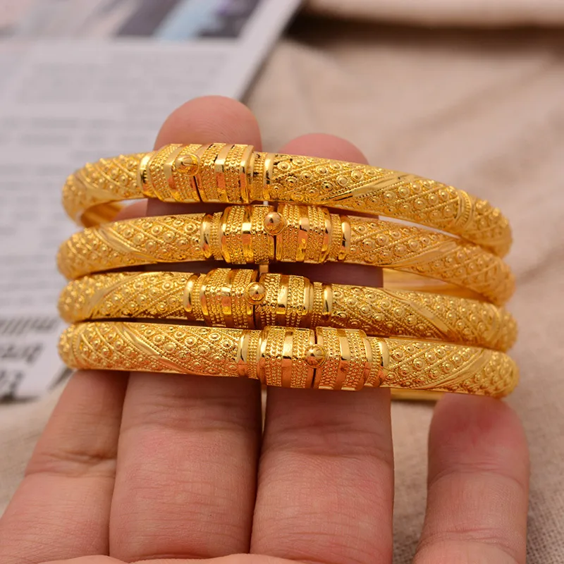 24K Lot Whole Ethiopian Gold Color Bangles For Women Factory African Middle East Dubai Halloween Jewelry Y112644732188356783