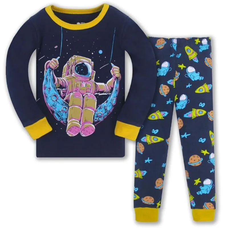 Kids boy girls clothing pajamas set 100% Cotton Children Sleepwear Cartoon Tops Pants Toddler Kid Clothes Pyjamas LJ201216