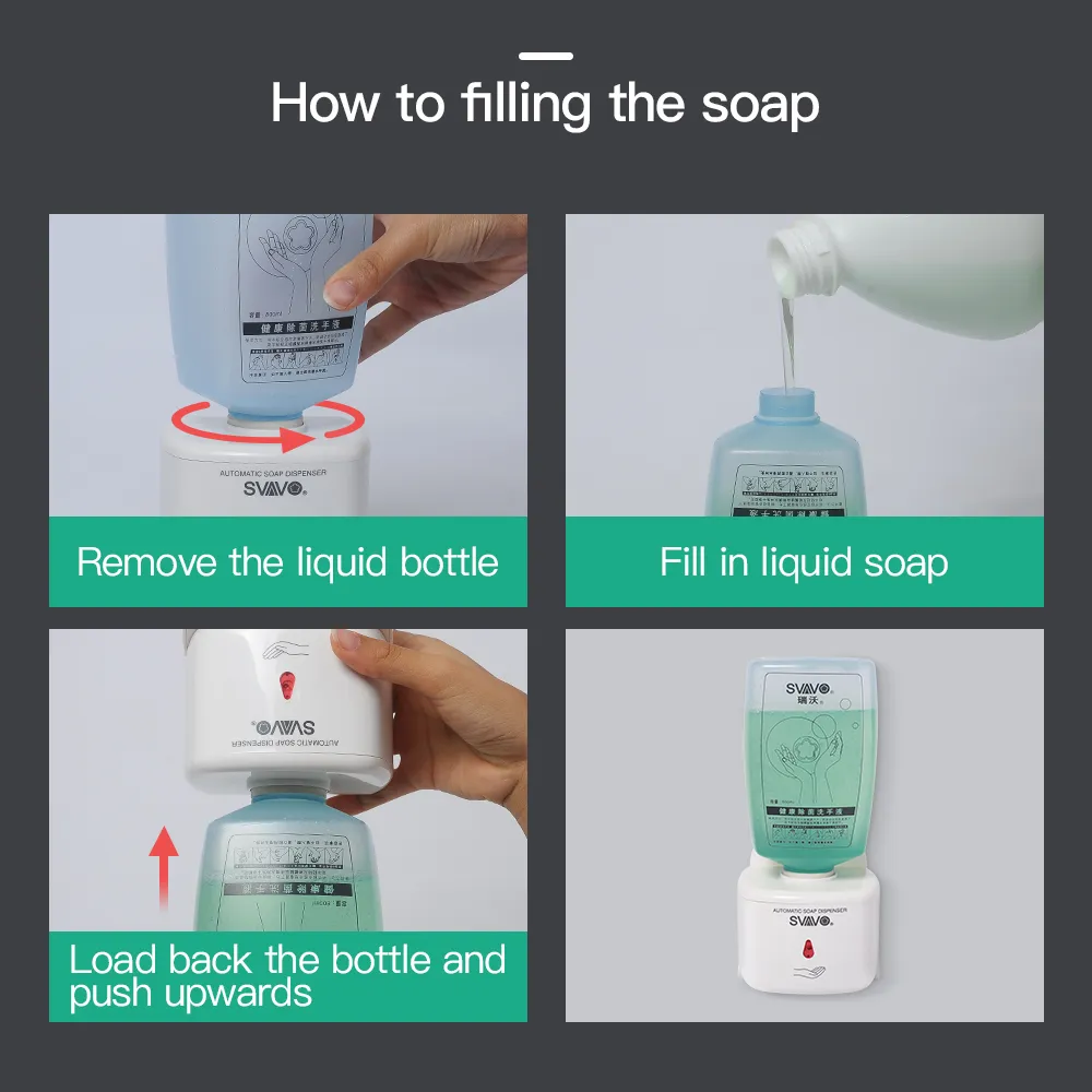 Dispenser automatico di sapone touchless in plastica ABS Dispenser di sapone disinfettante a mani libere con sensore intelligente a infrarossi bagno Y200407