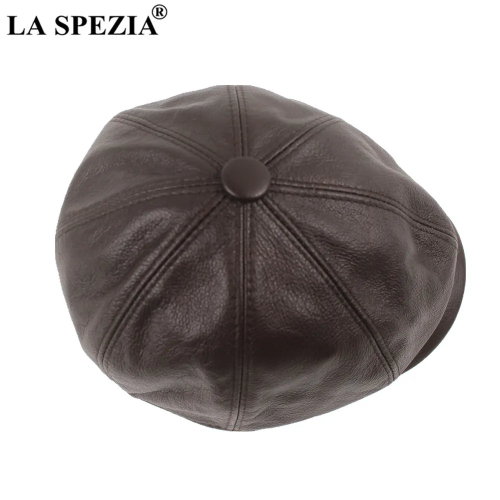 La Spezia Khaki newsboy Gap prawdziwa skóra skórzana ośmiokątna czapka męska beret jesienne zimowe mężczyźni vintage hats 202037