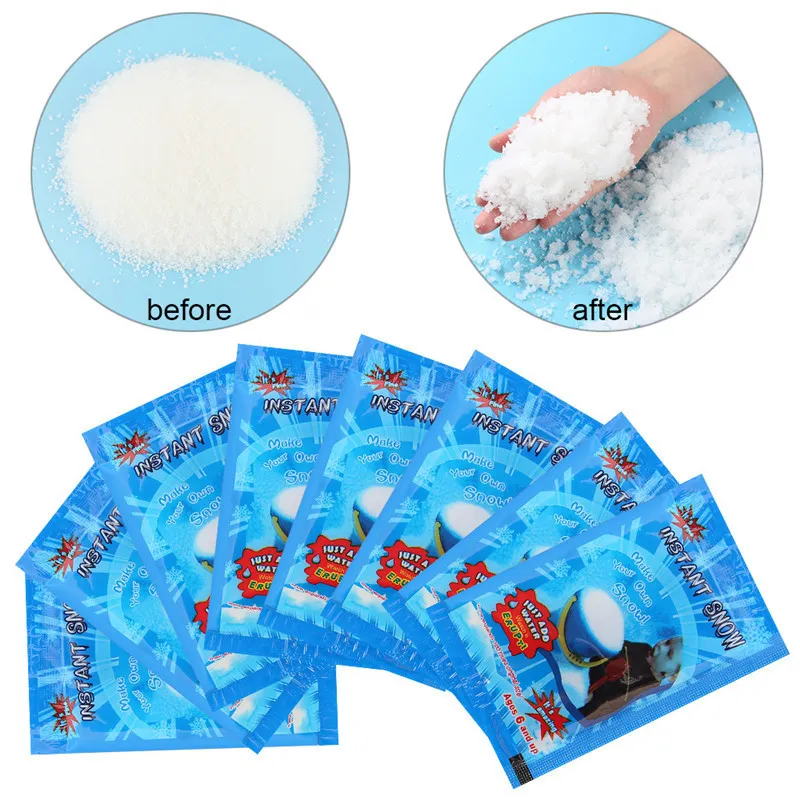 Konstgjorda snöflingor Fake Magic Instant Snow Powder for Home Wedding Snow Chulty Decorations Festival Party Supplies Wholesale