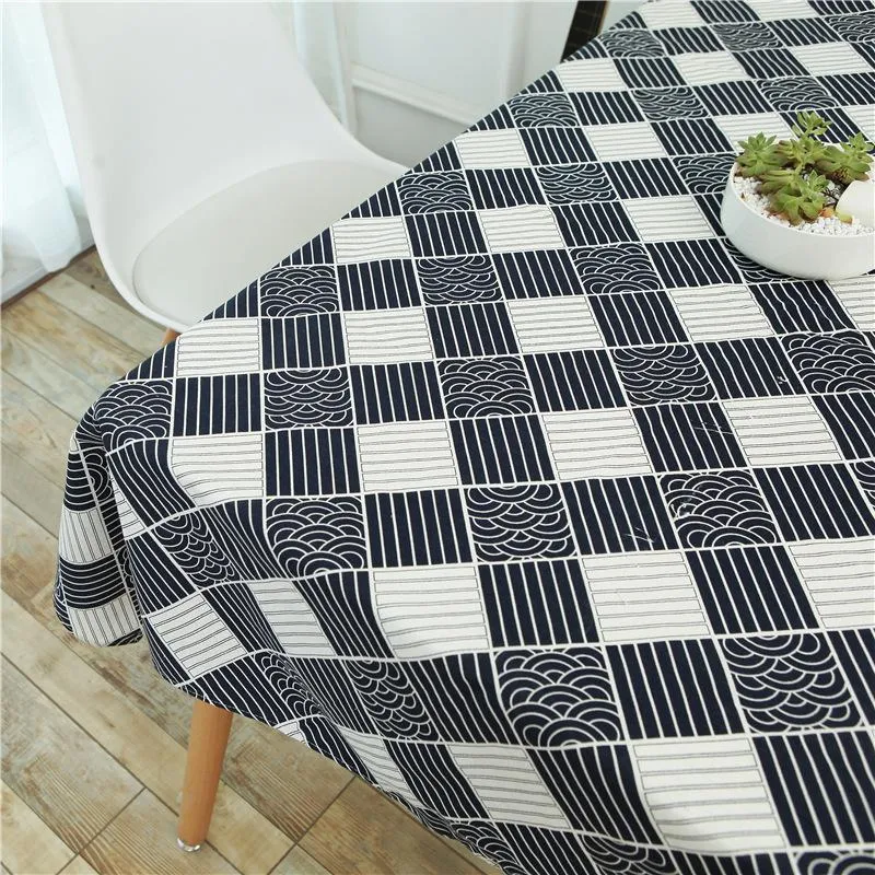 Rectangle de coton plaid bleu nappe imprimé nappe de la maison décoration de la table élégante couverture de table Home Textile Mantel