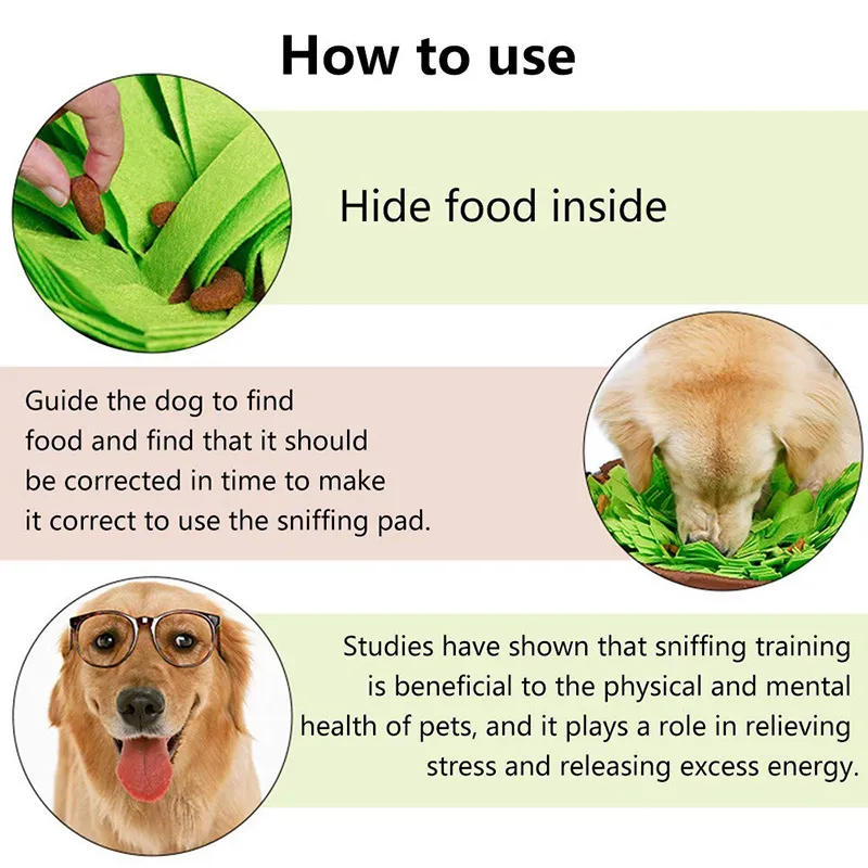 Benepaw Interaktives Hunde-Puzzlespielzeug fördert die natürliche Nahrungssuche, tragbare, rutschfeste Haustier-Schnüffelmatte, langsamer Futterspender, leicht zu reinigen, LJ201028