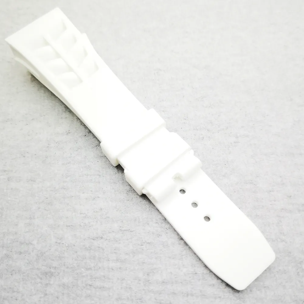 25 mm witte horlogeband 20 mm vouwsluiting rubberen band voor RM011 RM 50-03 RM50-011859