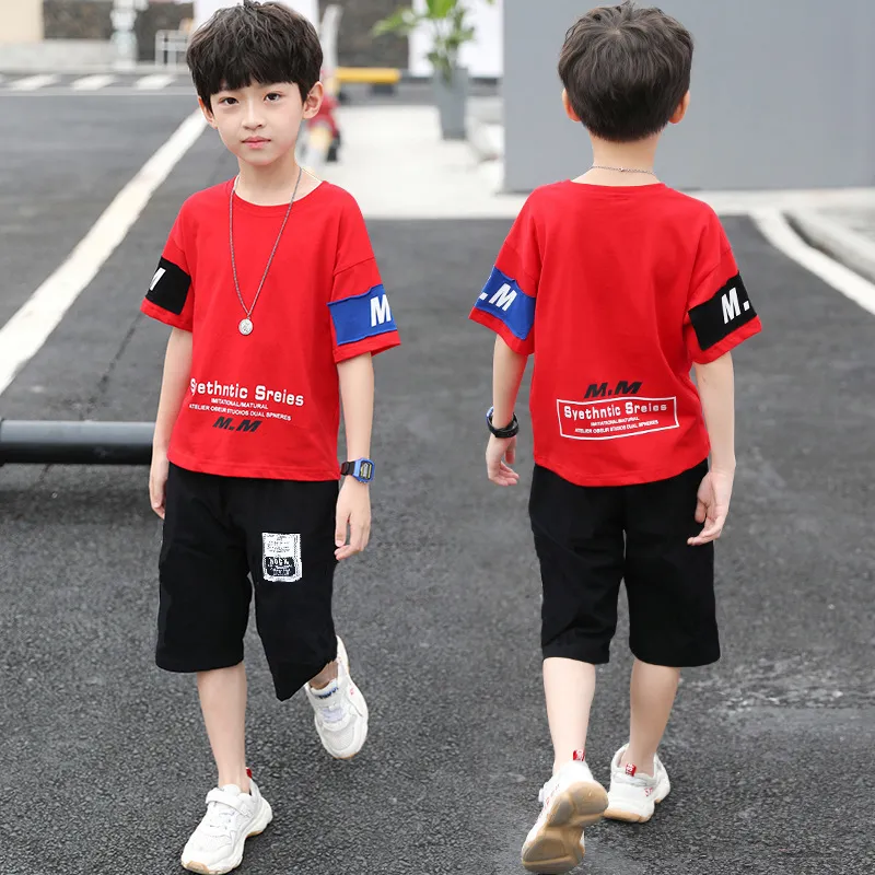 Summer Boys Clothing Sets Children T -shirt Korte mouwbroek Twee stukken Kinderkleding 6 8 10 11 12 jaar 220620