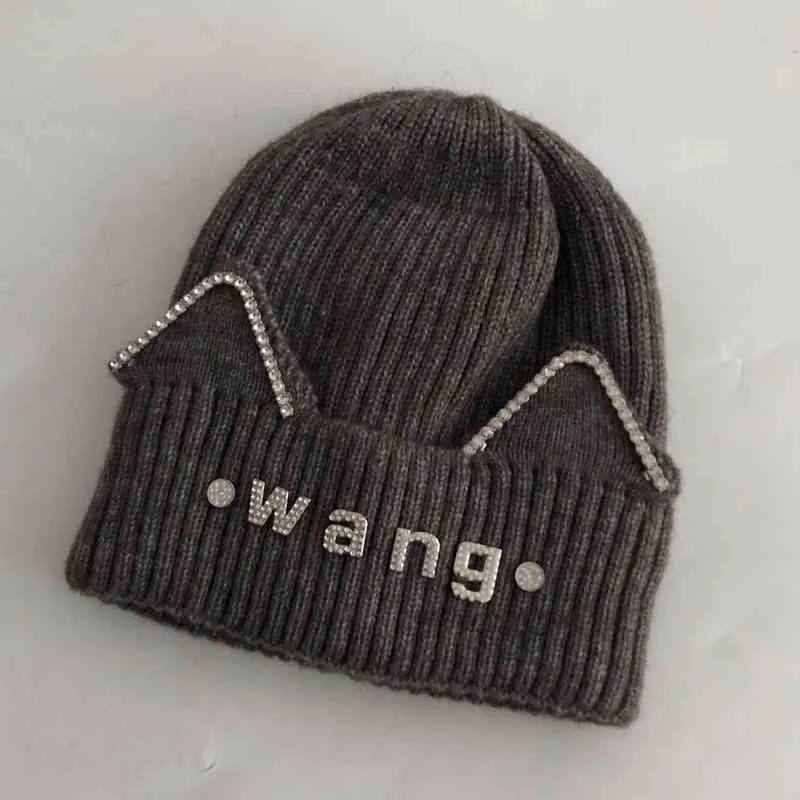 Chapeau d'hiver décontracté lettre mélange fille printemps mode laine chaud Skullies bonnets chapeaux casquette pour les femmes