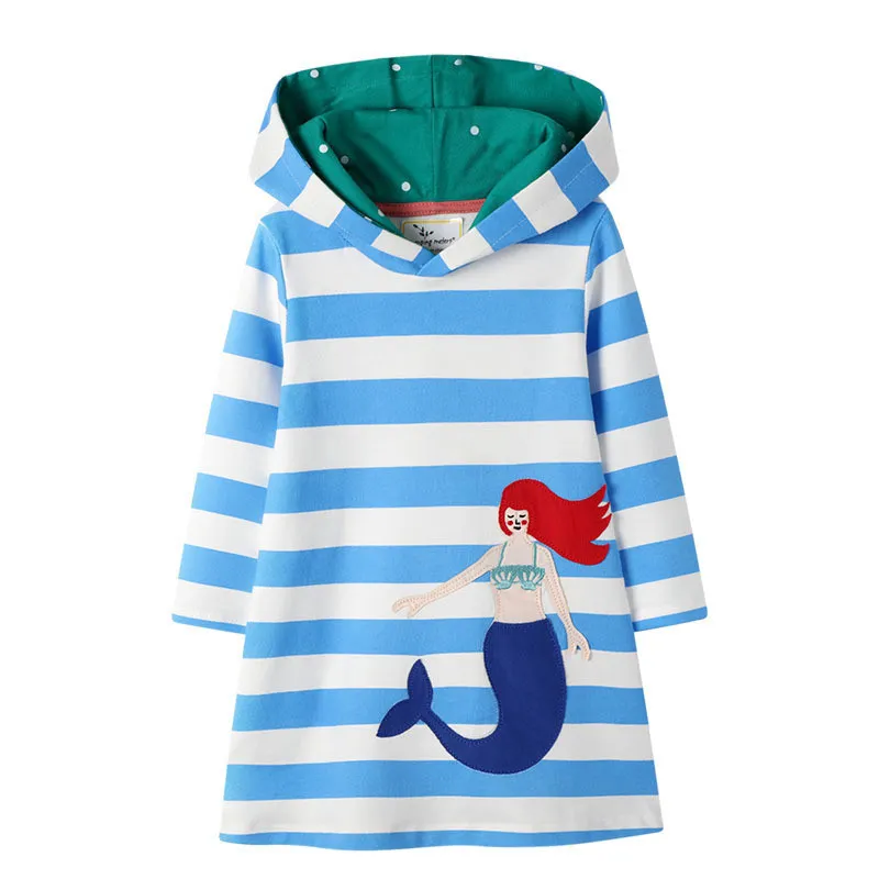 Hoppmätare djur tjejer klänningar hoodies flamingo långärmad baby kläder bomull prinsessa barn hoody för tjej 220309