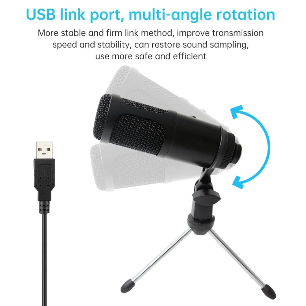 Microfono USB in streaming Microfoni a condensatore in metallo computer portatile Studio di registrazione Streaming Karaoke Youtube TIKTOK