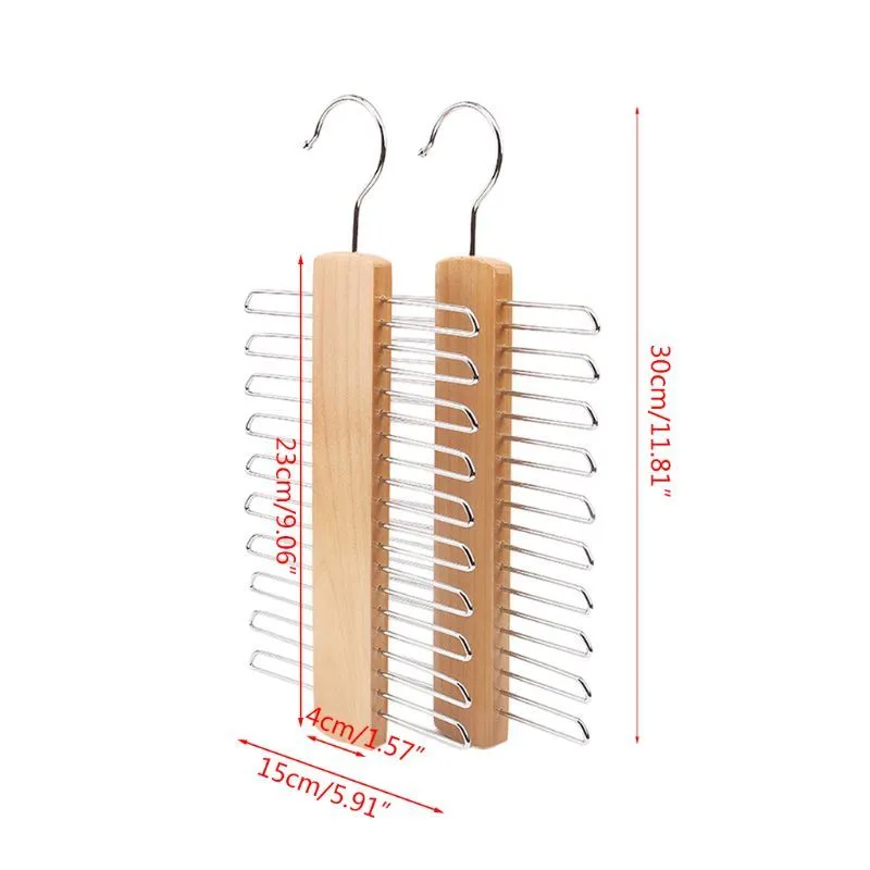 Cintre à cravate de 20 bar en bois - Écharpe, ceinture, accessoire Organisateur 201219