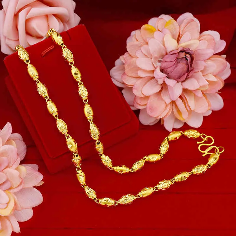 Véritable or 18 carats grand collier pour hommes bijoux fins pur 999 chaîne en or massif pour femmes bijoux de mariage