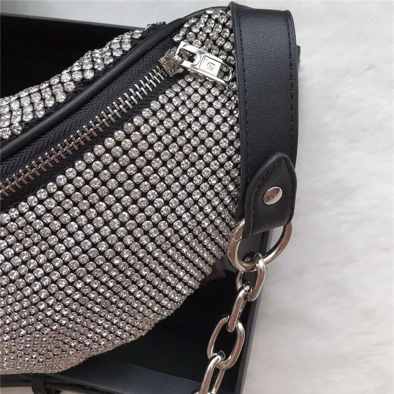 Les sacs de créateurs de diamants étaient les sacs de taille en cuir de jambe des sacs nouveaux hommes texture décontractée sac à poitrine chaîne épaule de la chaîne