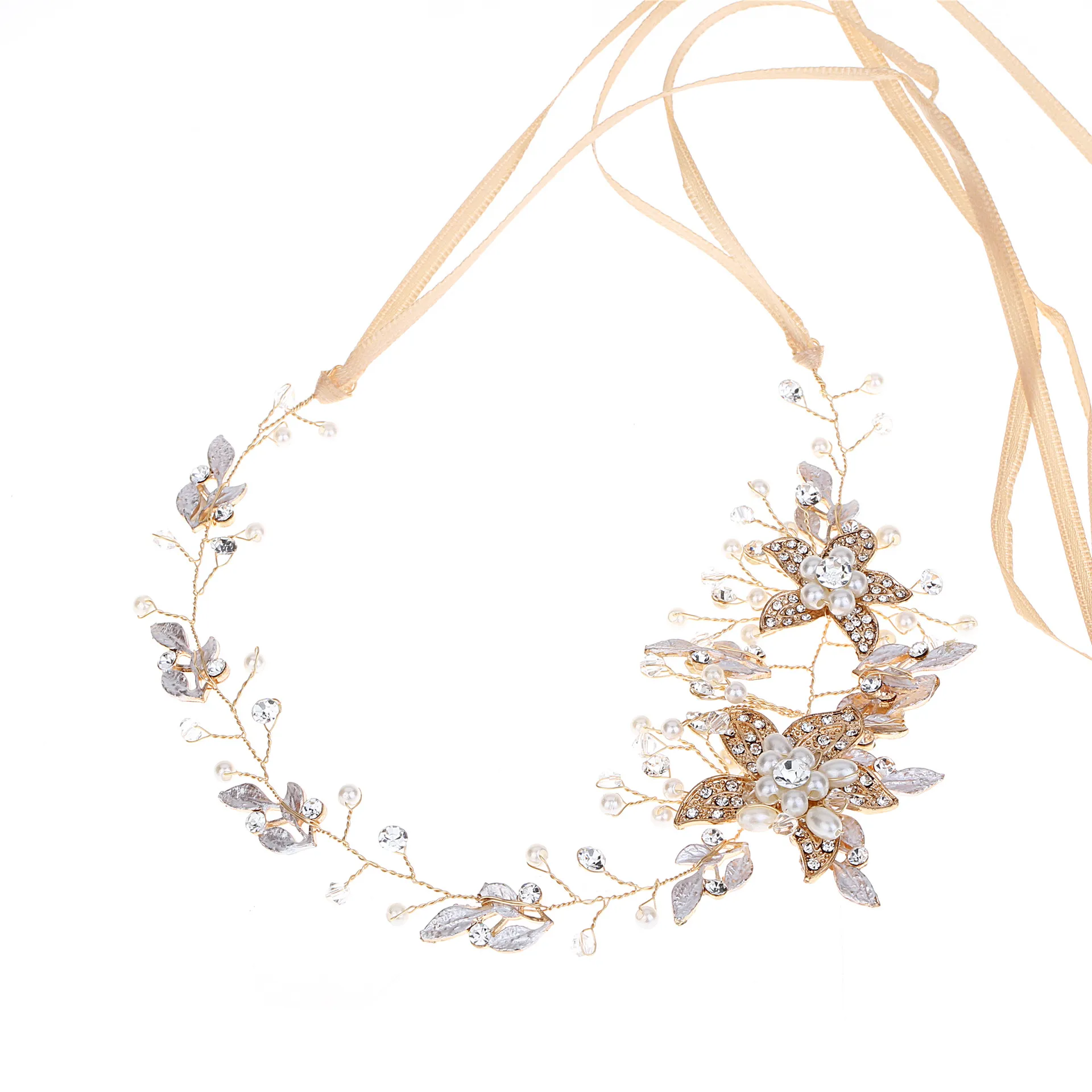 Oro plata diamantes de imitación perlas tocados de novia diadema moda mujer accesorios para el cabello joyería para boda tocado tocado CL0445