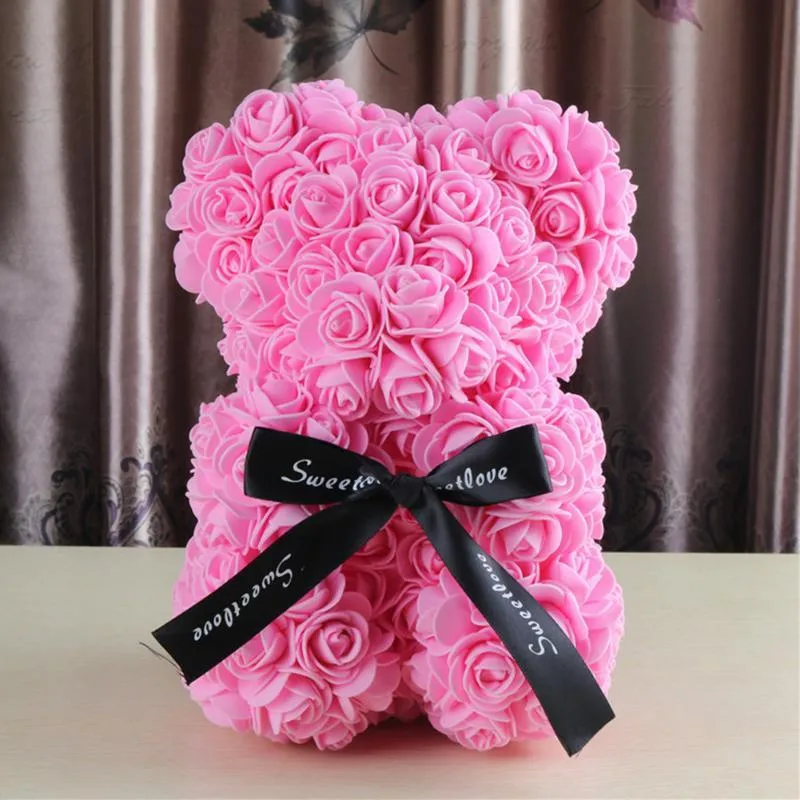 VKTECH Valentinstagsgeschenk, 23 cm, rote Rose, Teddybär, Rosenblume, künstliche Dekoration für Weihnachten, Valentinstag, Geburtstagsgeschenk272h