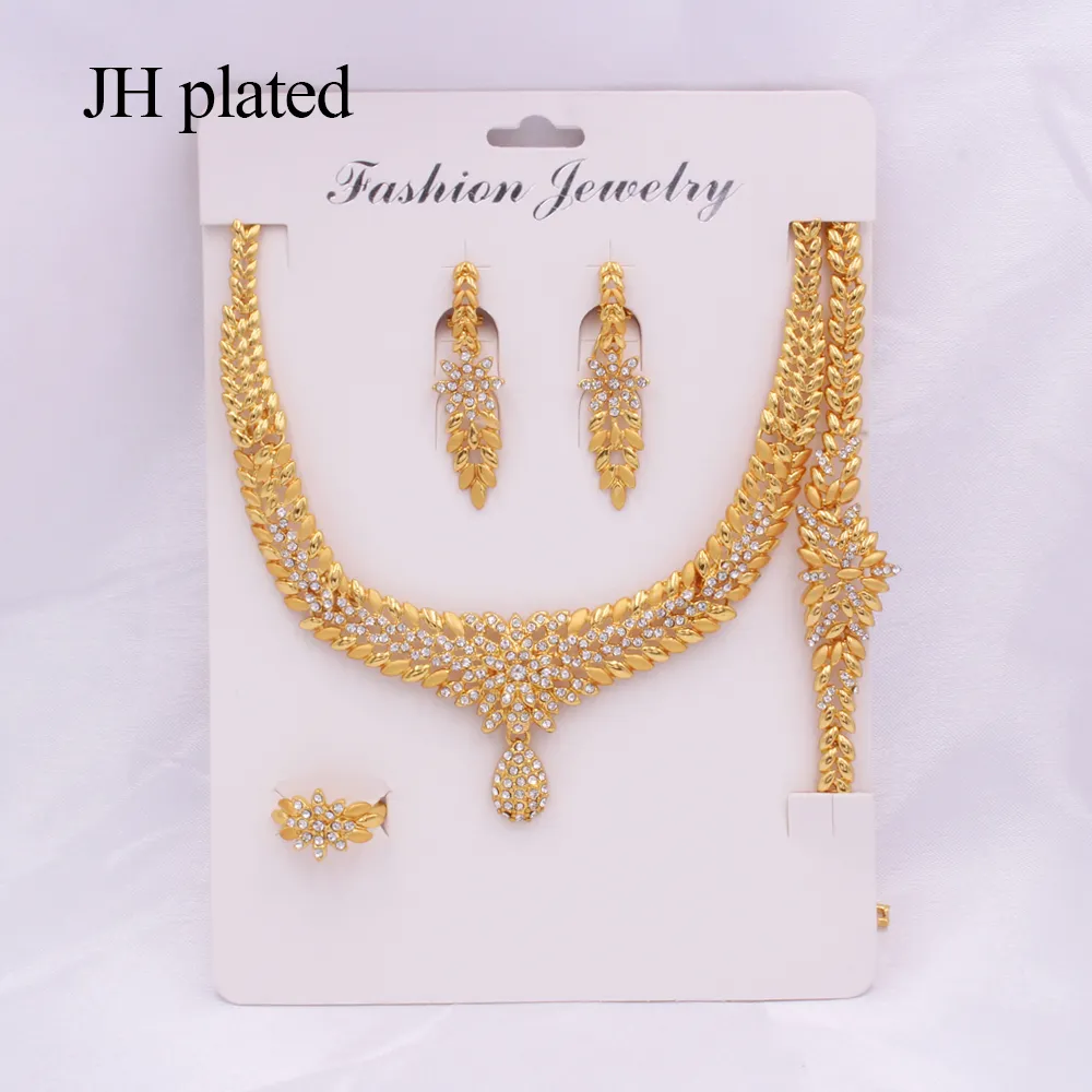 Jewelry sets for Women Dubai 24K gold color India Nigeria wedding gifts necklace earrings Bracelet ring set Ethiopia jewellery 201241S