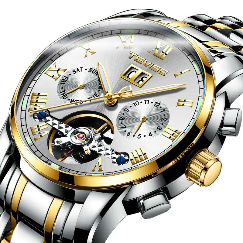 Relojes para hombre de diseño Reloj automático Diamante 41 mm Calendario de moda de acero fino Reloj impermeable para hombre Movimiento de oro Relojes 290l