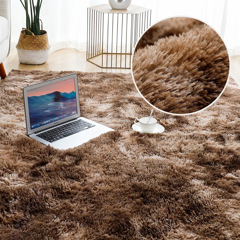 Tapetes macios e macios para a sala de estar tapete fofo tapete grosso Anti-deslizamento cinza tapetes macios tingimento de veludo crian￧as tapete caseiro