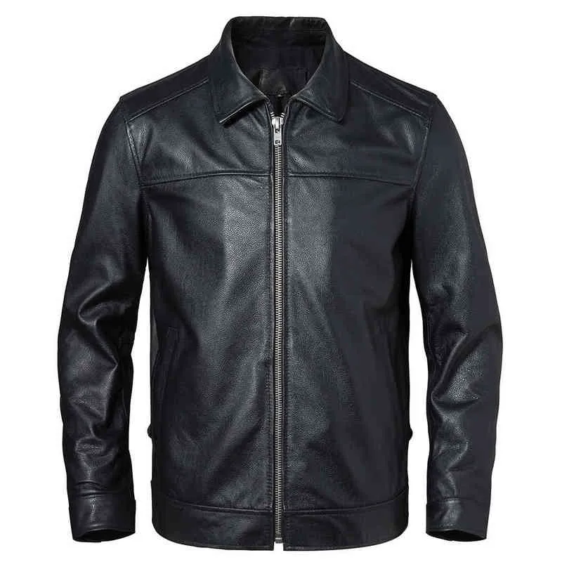 Herren Lederjacke 100% natürliches Rindsleder Mann Echtledermantel Männliche Lederbekleidung Herbst Frühling Asiatische Größe M601 211222