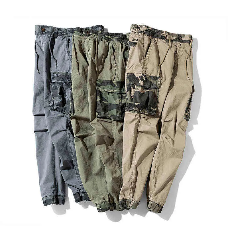 Casual Mannen Lange Broek Mode Mannelijke Joggingbroek Fitness Joggers Pant Smitsen Grote Zakken Heren Cargo Broek ArmyGreen Khaki Gray H1223