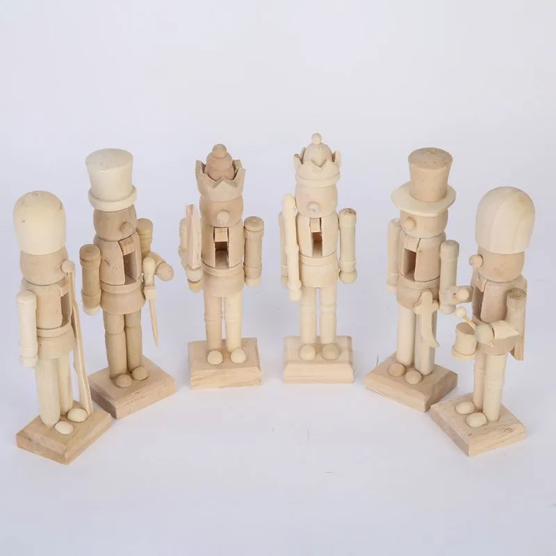 6 pezzi di bambola di nocciola di legno Decorazione fai -da -te Vernice Bambola di legno senza verniciatura bambini Figurine fai da te Figurine Ornamenti tavolo C09508527
