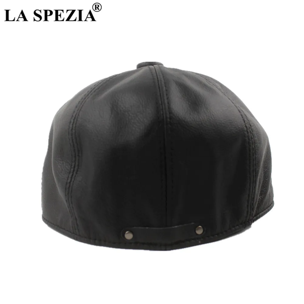 LA SPEZIA kaki hommes gavroche HAP véritable cuir de vache casquette octogonale mâle béret automne hiver hommes Vintage bec de canard chapeaux 20266Q