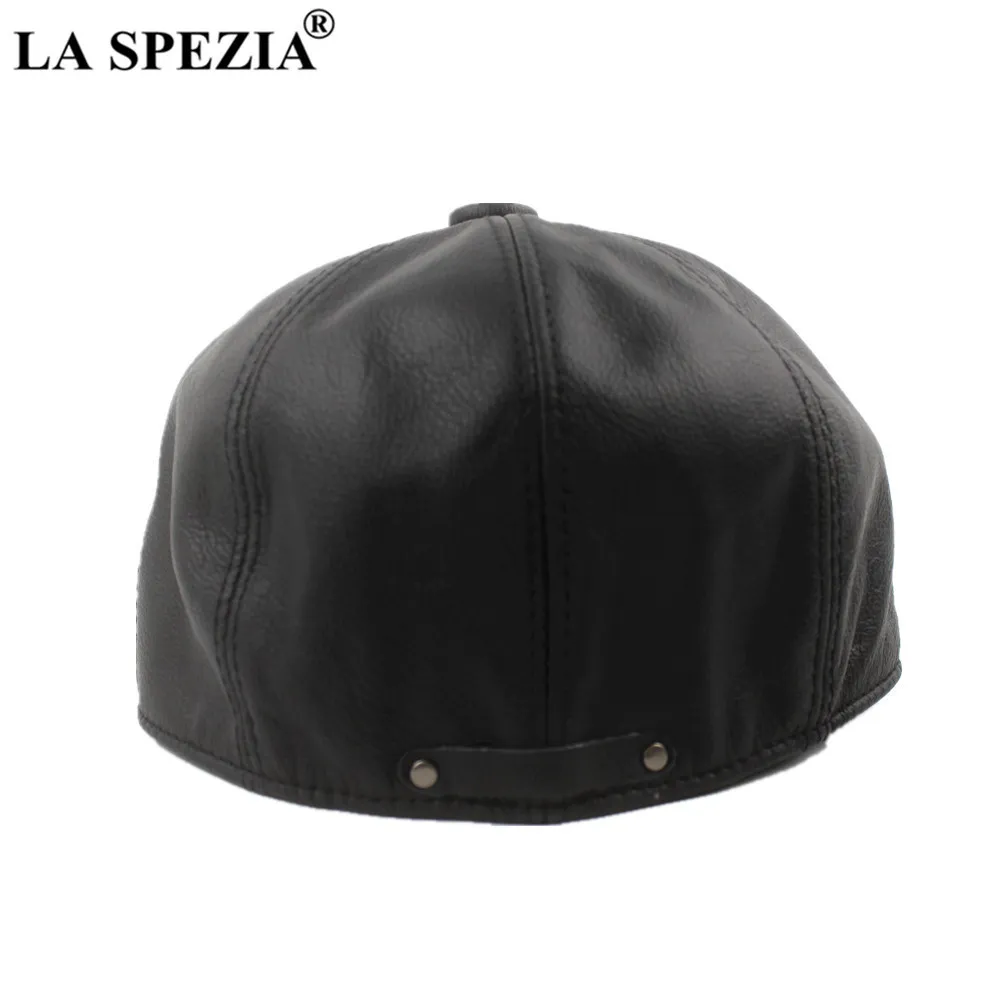 LA SPEZIA Khaki Men's Newsboy HAP Genuine Cowskin Leather Octagonal Cap Male Beret Autumn Winter Men Vintage Duckbill Hats 20215E