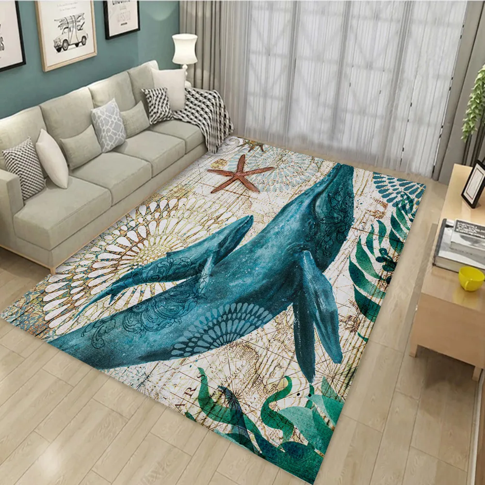 Miracille Big Turtle 3D Print Large Carpet Serie di animali marini Tappeti soggiorno Tappetino antiscivolo Tappetino decorativo la casa 201225275j