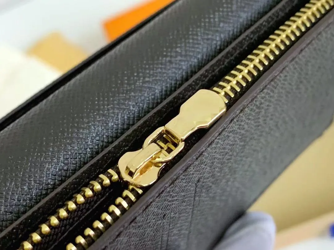 디자이너 남성 지갑 지갑 짧은 지갑 긴 지갑 진짜 가죽 최고 품질 클래식 플라워 격자 무늬 바이폴 지갑 상자 먼지 가방 6 co243g