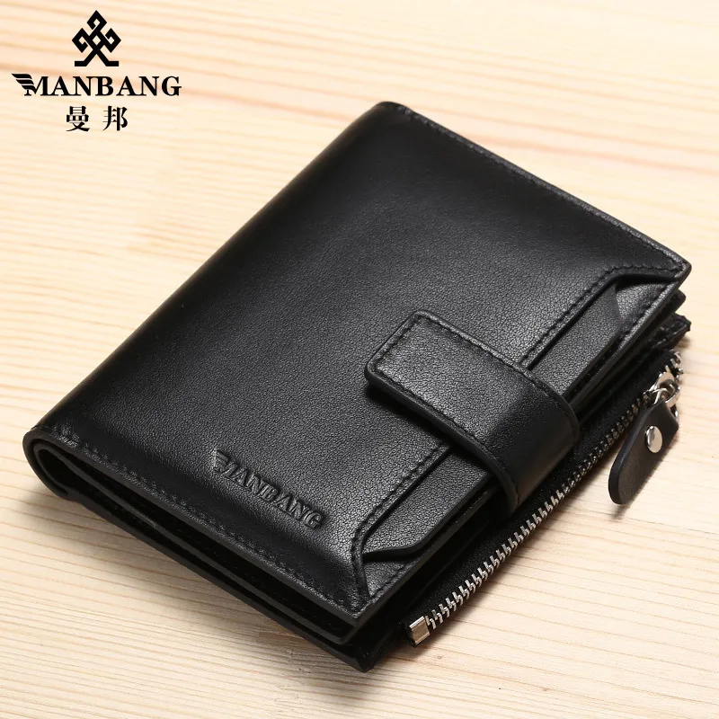MANBANG Classic Style Véritable portefeuille en cuir courte Male Male Purse porte-carte portefeuille Fashion Fashion High Quality Gift 1999535726