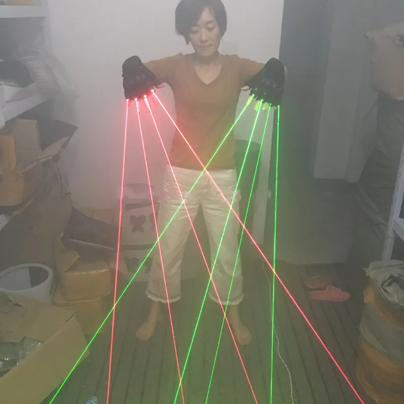 Red Green laserowe rękawiczki tańczące scena Show Stage Rękawiczki światła z lampami laserowymi i światłami palmowymi LED dla DJ Clubpartybars 20128898227