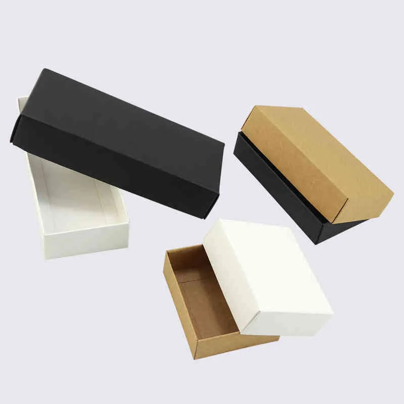 クラフトブラックホワイトペーパーボックス空白の紙ギフトパッケージボックス蓋付きの段ボール箱大きなカートンボックスh1231254i