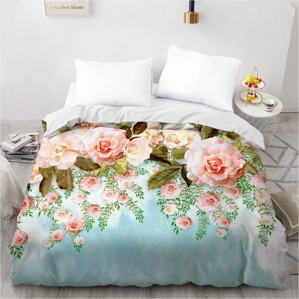 Duvet Cover Custom Commanter / Quilt / Blanket Case Single Double King Beding For Wedding Flower Drop Ship LJ201015