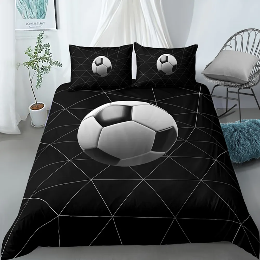 Dropshipping 3d fotboll sängkläder uppsättning utskrift kuddecase quilt cover soccert duvet täcker uppsättningar hem textilier drottning kung storlek 210317