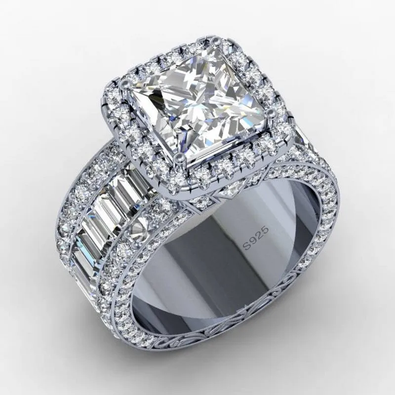 Винтажное кольцо для влюбленных с бриллиантом 3 карата, стерлинговое серебро 925 пробы, обручальное кольцо для женщин и мужчин, ювелирные изделия на палец Gift240V