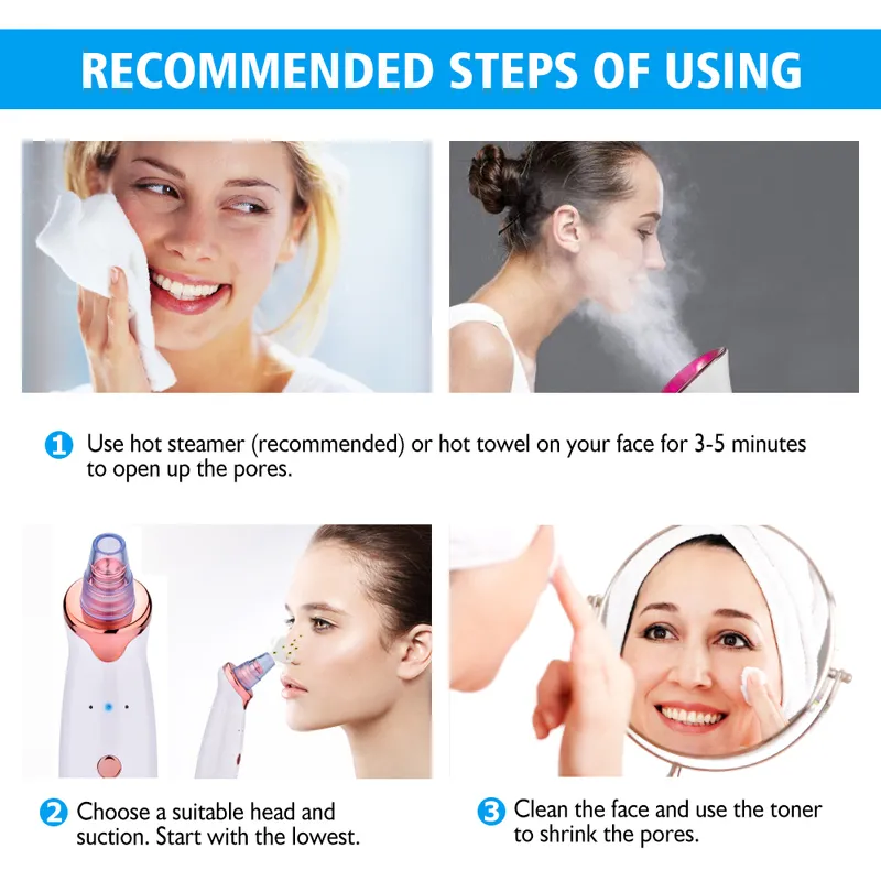 Blackhead Remover Nose Cleaner T Zone Deep Pore Acne Pimple Removal Vakuum Sugrengöringsmedel Skönhetsverktyg Face Spa Care 26