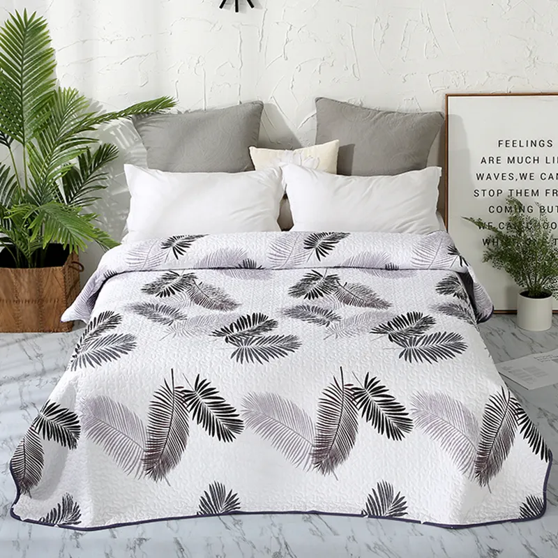 Bedding Simple Leaves Print Cotton Polyester Bedspread Coverlet/Bed Cover Quilt Coverlet Summer Blanket available #sw LJ201016