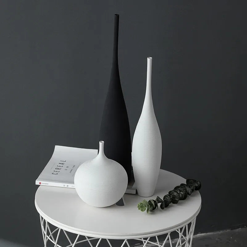 Jingdezhen Modern Minimalist Handmade Art Zen Vase Ceramic Ornaments Living Room Model Home Decoration T200624