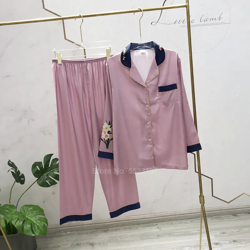 PaJamas Zestaw dla kobiet swobodne slebie jedwabne wygodne spodnie ubrania garnitur gładki salon z noszenie piżamy PJS 201217