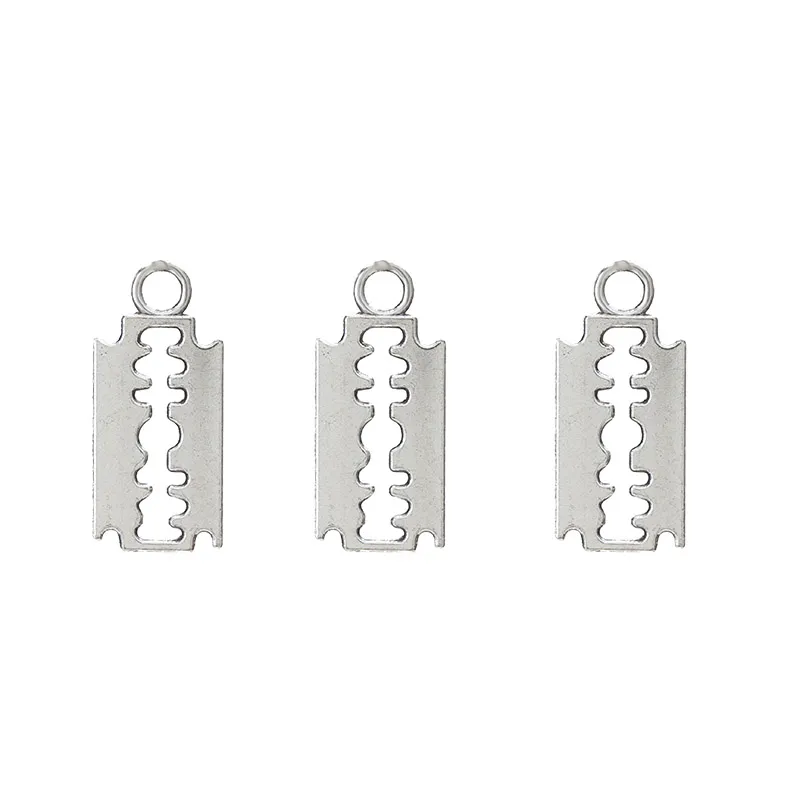 Alloy Silver Color Razor Blade Charms Bracelet Choker Necklace Pendant Charms For Jewelry Making Handmade Craft 24 11mm305H