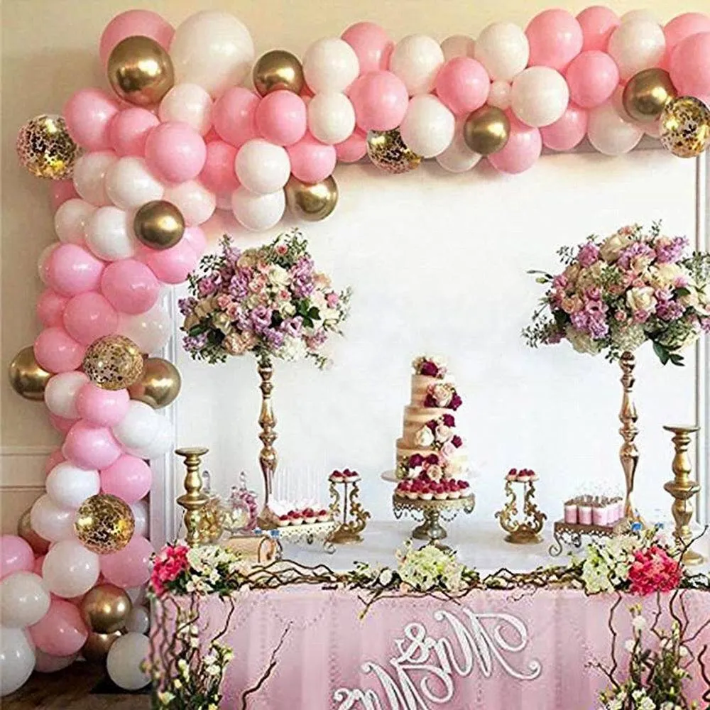 розовый воздушный шар арка гирлянда набор белый розовый золото конфетти латексные воздушные шары детское душ свадебные декорации на день рождения T200524