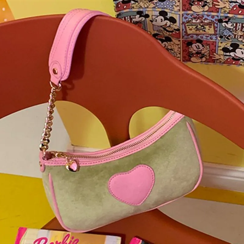 HBP Women`s Shoulder Bags Small Square Luxury Designer Bag Green Velvet Love Heart Handbag Sac Purses Feminina Vintage Mochila purse